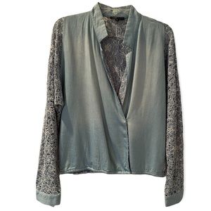 Alberto Makali denim & lace blouse size Medium